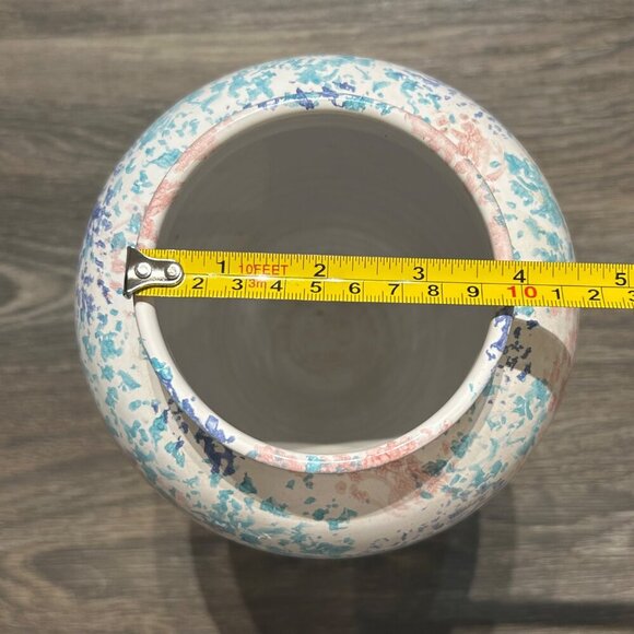 Vintage Pier 1 Italy Spongeware Ceramic Vase 10″ Pastel Speckled Home Decor 90's - Picture 8 of 8